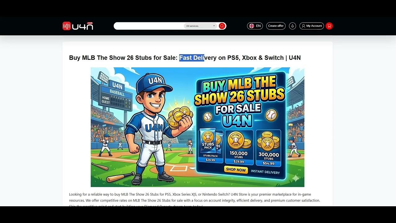 Buy MLB The Show 26 Stubs Cheap, Fast & Safe at U4N