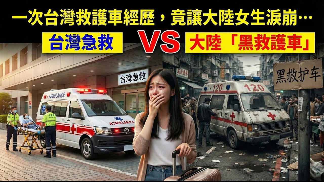 台灣急救接線，讓無數大陸人看哭了…台灣急救體系 vs 大陸 ”黑救護車“ 亂象… 一次台灣救護車經歷，竟讓大陸女生淚崩…