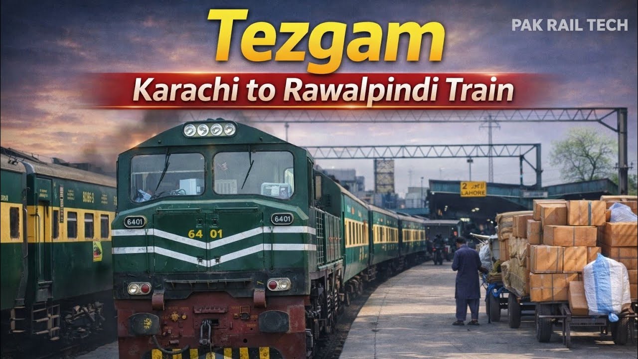 Tezgam 7up Karachi to Rawalpindi Train Departing from Lahore Railway Station Pakistan Railways 