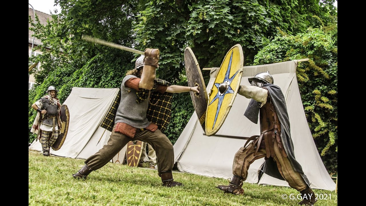 AMHE Gaulois : combat en duel à l'épée en acier et au bouclier