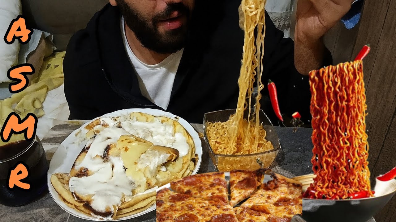 Peynirli Krep ASMR Mukbang – Cheesy Crepe & Noodles Combo! #asmr #mukbang 