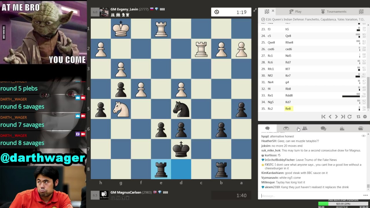 Magnus Carlsen's first ever first titled Tuesday round 8