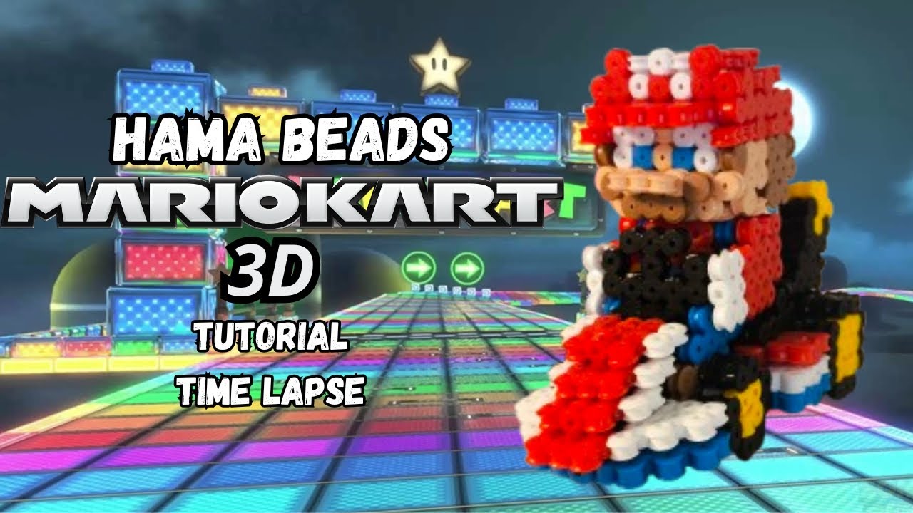 Super Mario Kart Hama Beads 3D Mario Kart 🚘 Tutorial Pixel Art Time Lapse
