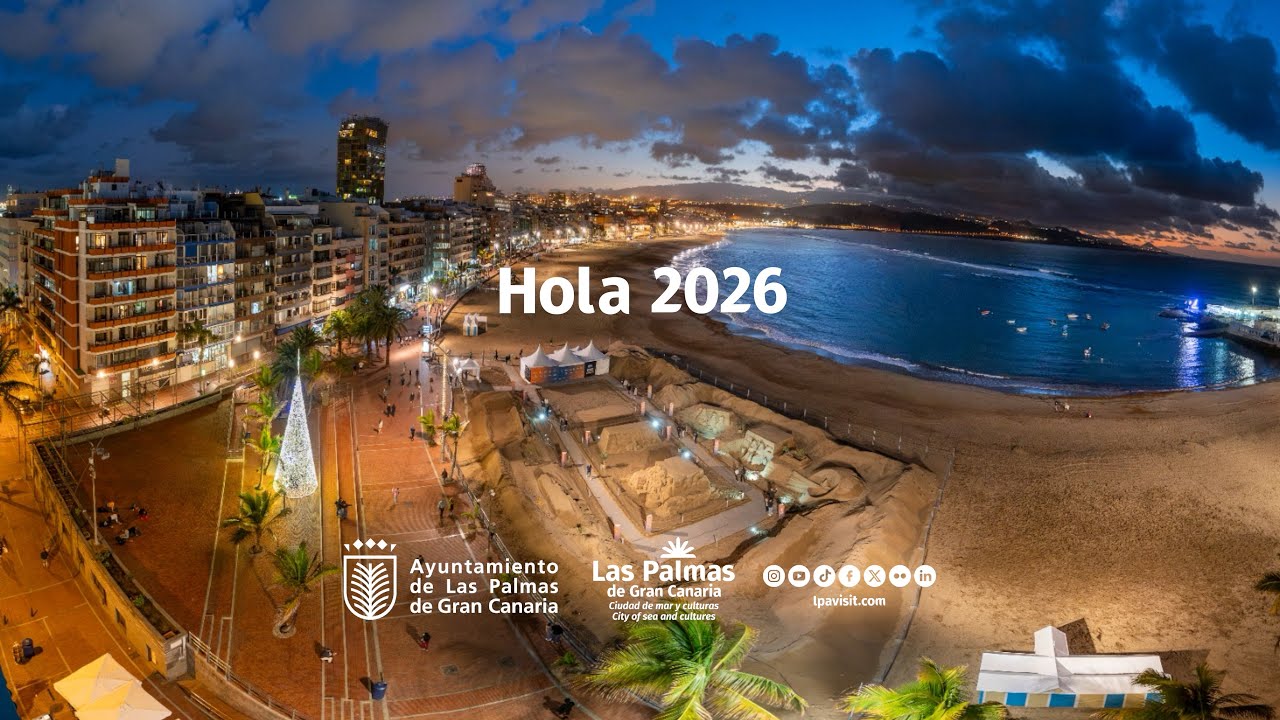 HOLA 2026 desde la Playa de Las Canteras en Las Palmas de Gran Canaria