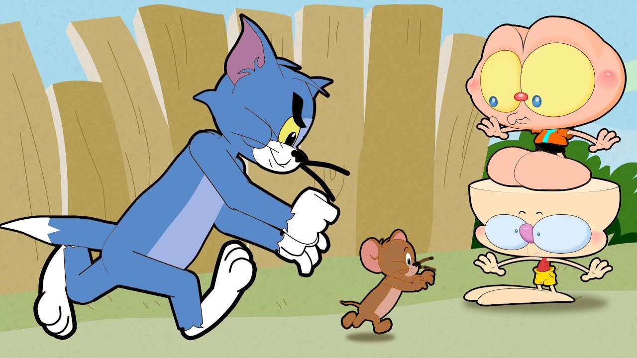 Mongo e Drongo atacados por Tom e Jerry - paródia de desenho animado do Tom e Jerry