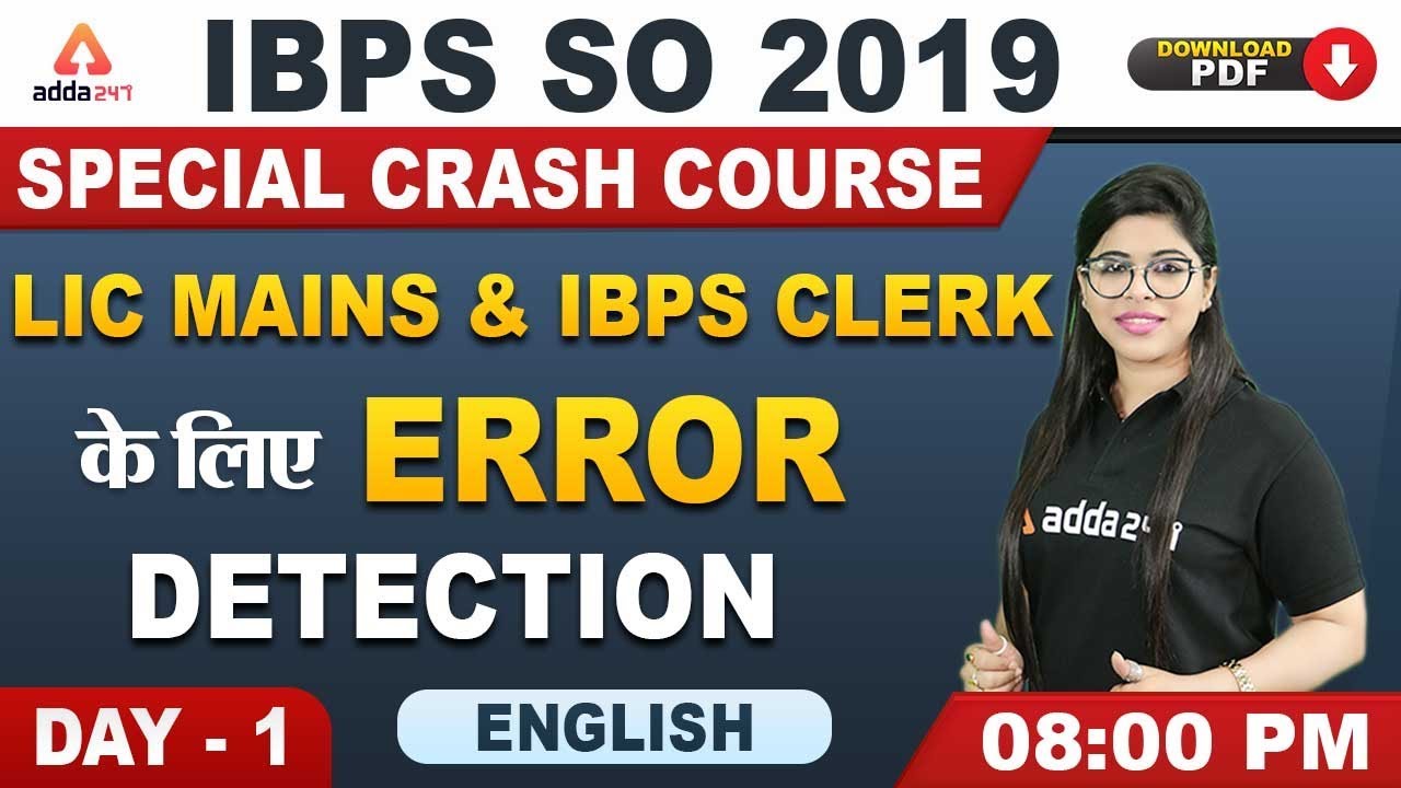 IBPS SO 2019 | English | LIC Mains & IBPS CLERK के लिए Error Detection