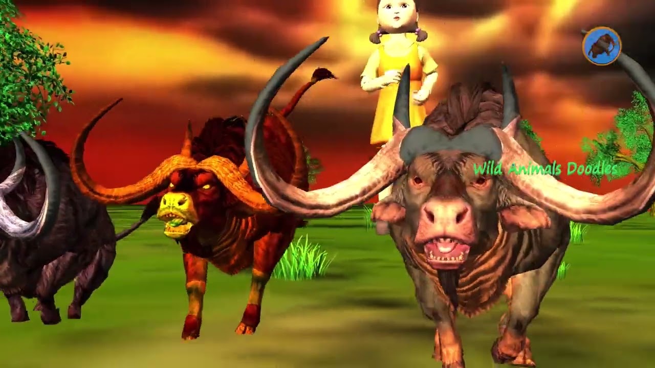 Zombie Girl and Woolly Mammoth Elephant Rescue Wild Bison Party Giant Mammoth Animal Revolt