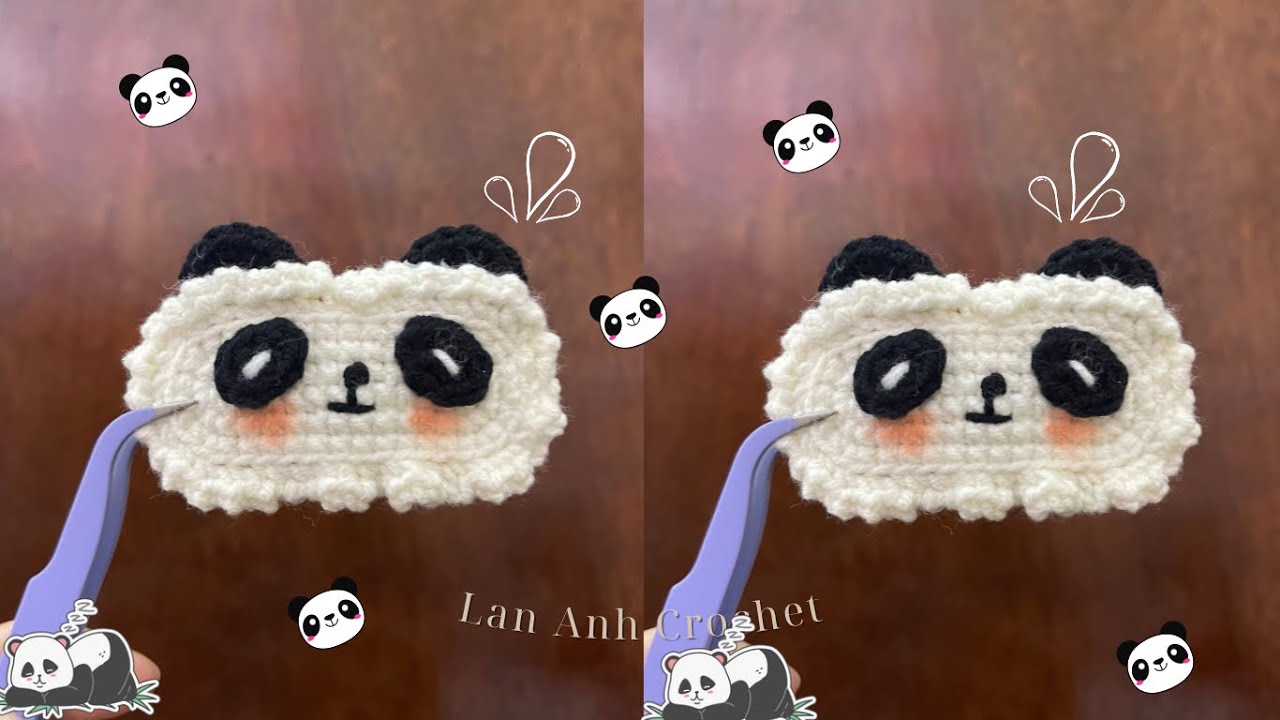 Crochet panda hair clip | hướng dẫn móc kẹp tóc mặt gấu trúc dễ thương | Lan Anh Crochet