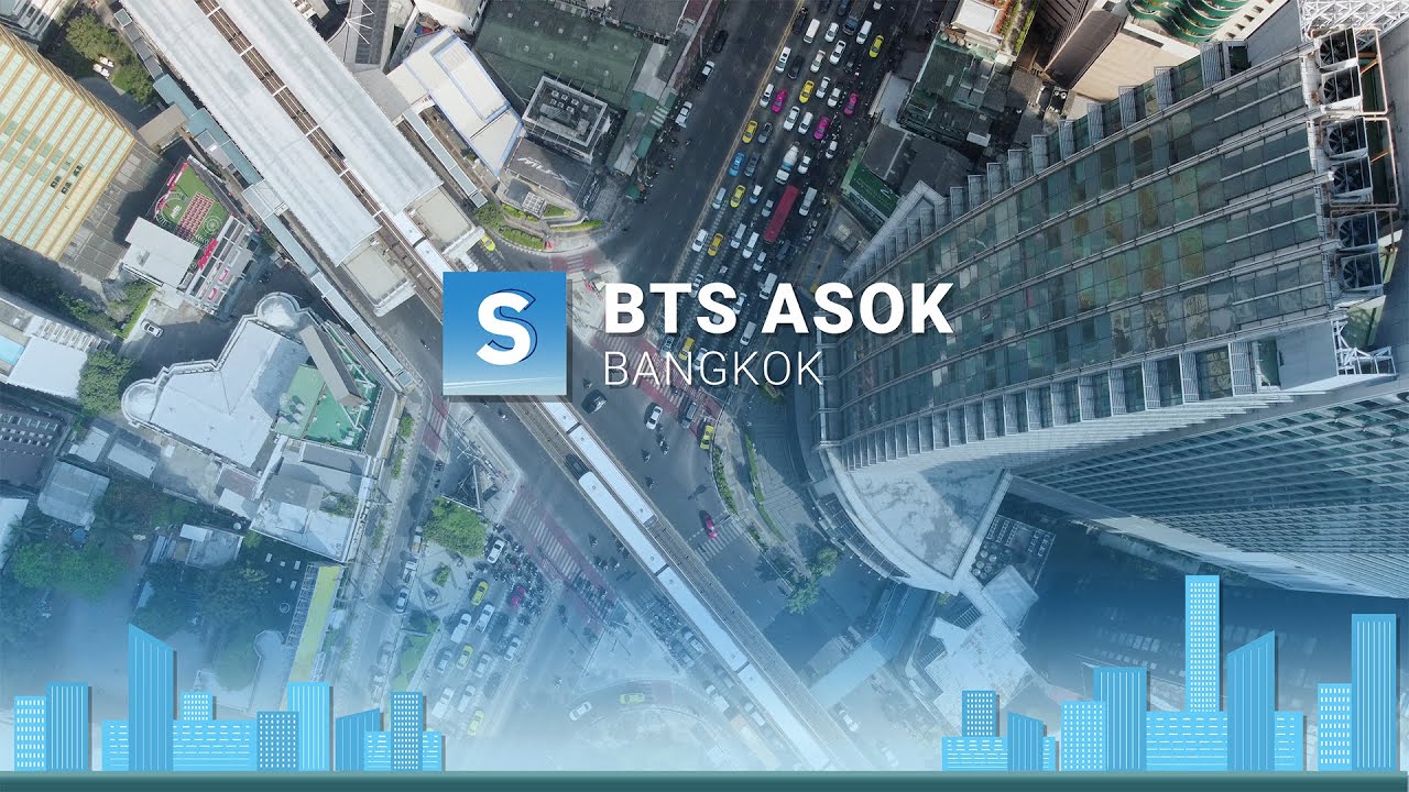 Bangkok: BTS Asoke crossroads,  Aerial 4K Drone View