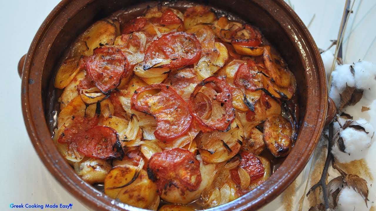 Chicken Tava - Κοτόπουλο Ταβάς - Slow cooked roasted Chicken and potatoes in tomato sauce