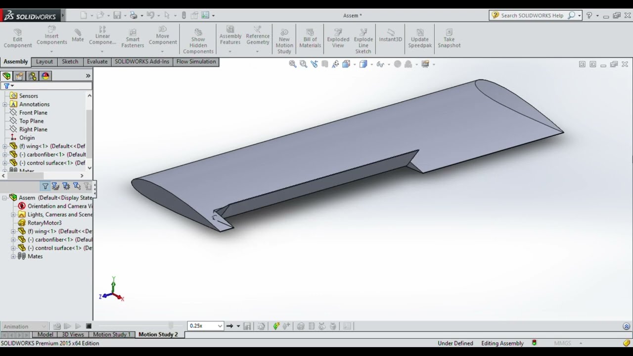 Solidworks | Wing control surface animation | Aileron animation in solidworks