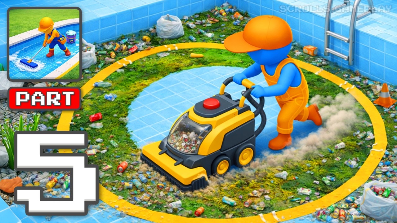 Pool Cleaning Game Simulator - Gameplay Walkthrough Part 5 - Refresh Water Relax (iOS, Android)