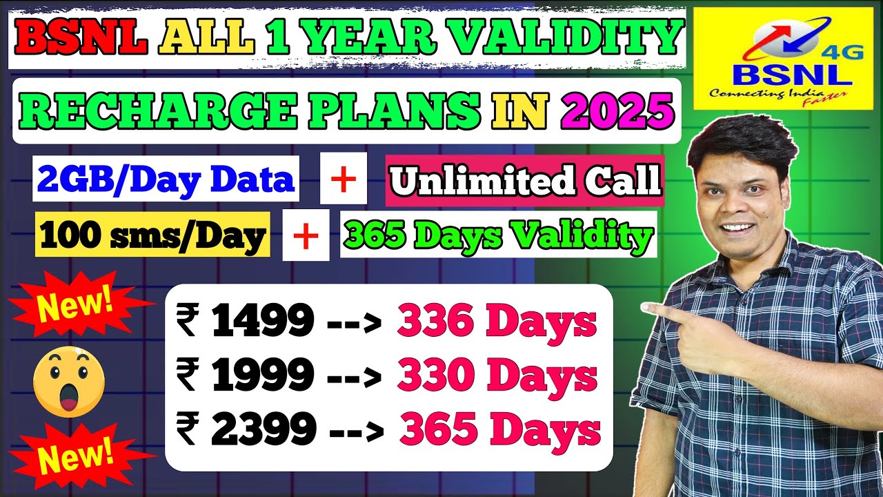 BSNL 1 Year Validity Plan | BSNL 1 Year Plan 2025 | BSNL 1499 Plan Details | BSNL 1999 Plan Details