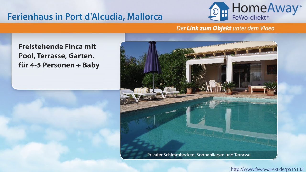 Alcudia: Freistehende Finca mit Pool, Terrasse, Garten, f&uuml;r 4-5 Personen + - FeWo-direkt.de Video