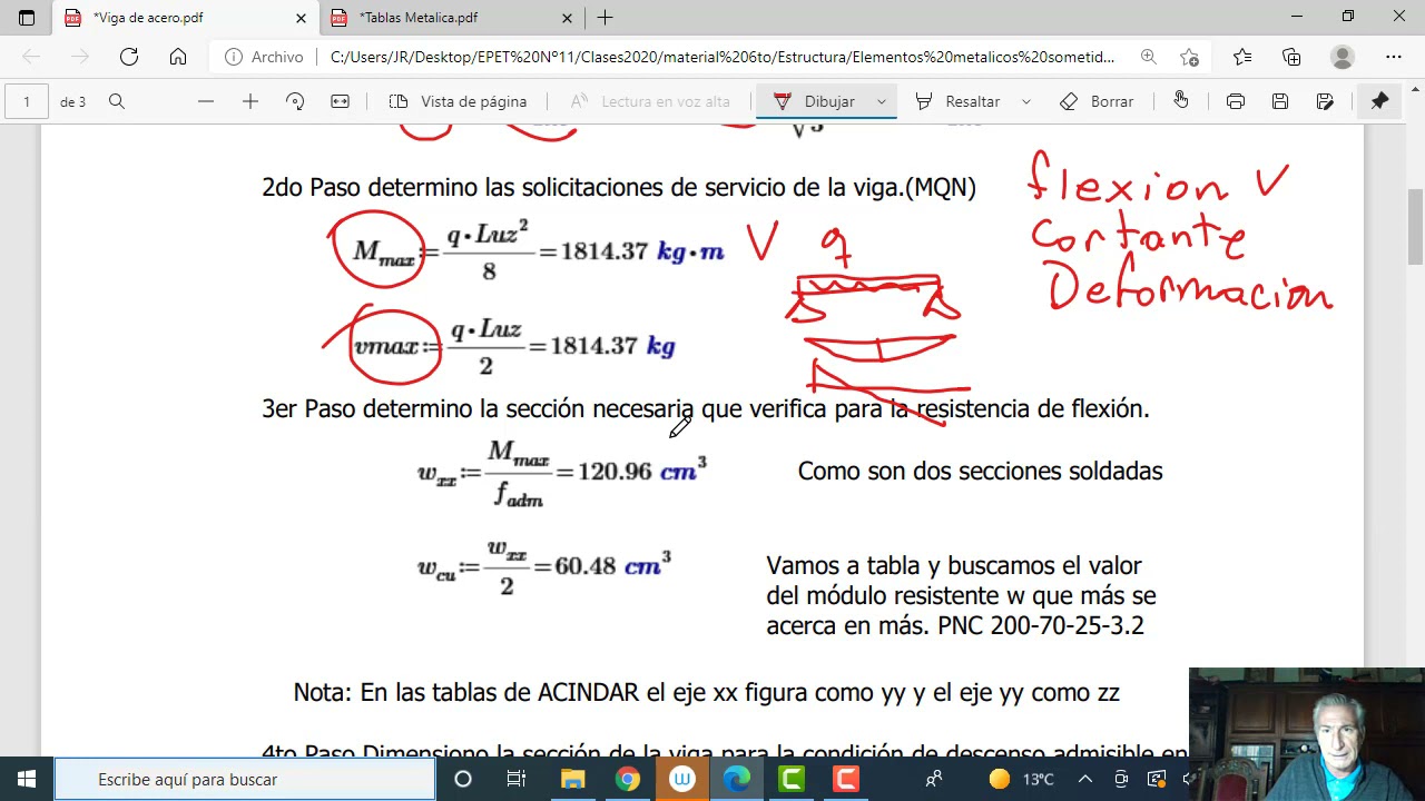 Dimensionamiento de una viga metálica