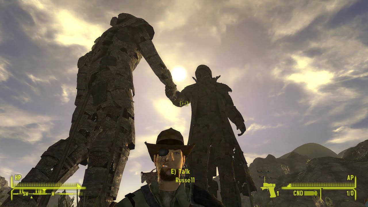 Russell on the Mojave Outpost Unification Monument (New Vegas Mods)
