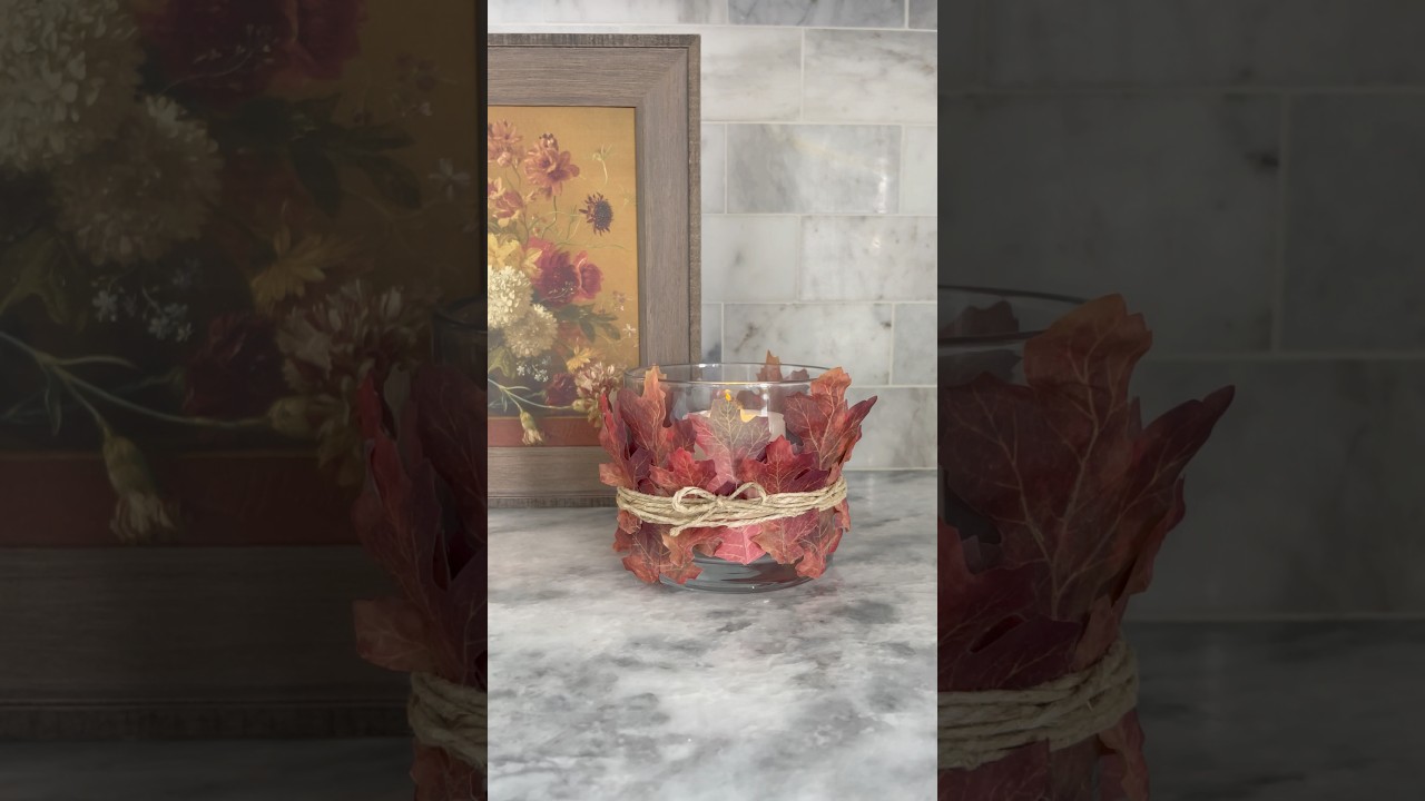 DIY Fall Leaf Hurricane Candle Holder