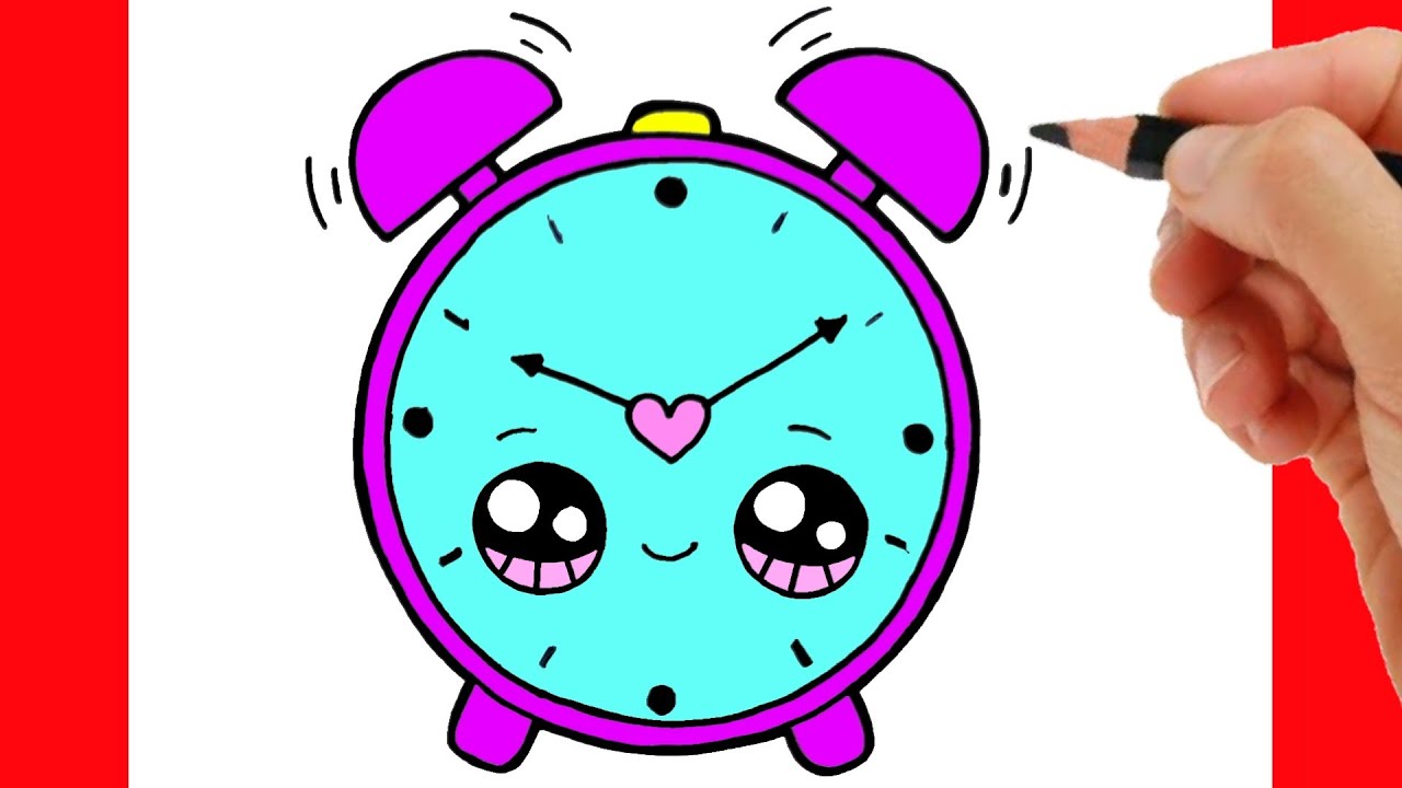 HOW TO DRAW A CLOCK KAWAII STEP BY STEP