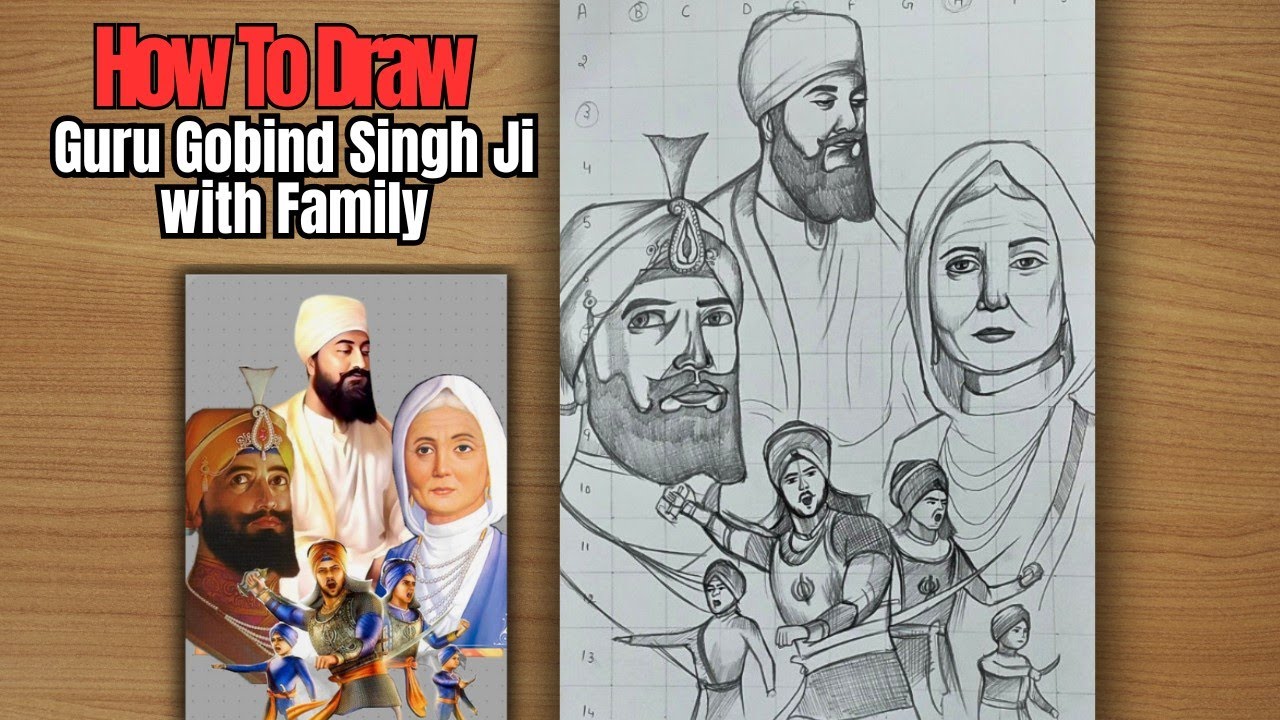 Drawing Guru Gobind Singh Ji and Sahibzaade ❤️ | How to draw guru Gobind Singh Ji with Family 