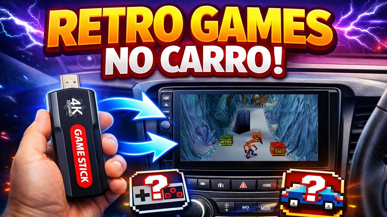 INSTALEI UM RETRÔ GAME NO MEU CARRO GAME STICK 4K