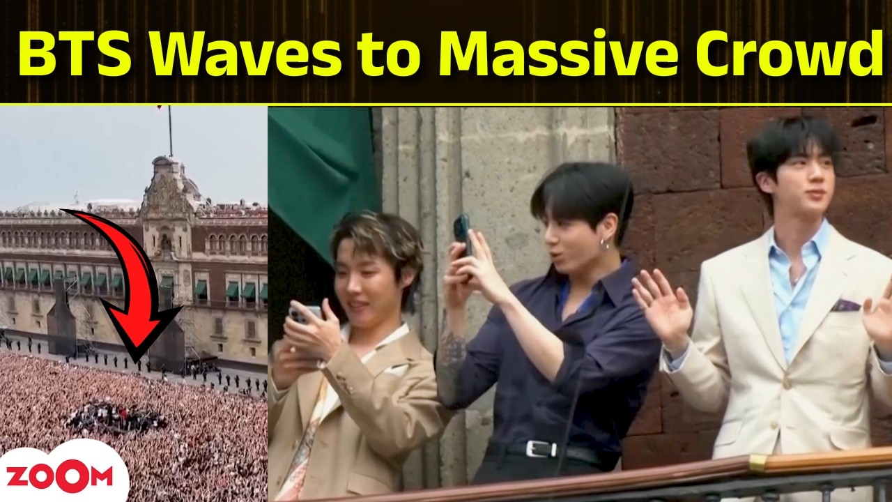 LIVE:  BTS Waves to Massive Crowd From Mexico Palace Balcony | Crazy Fans | Entertainment News