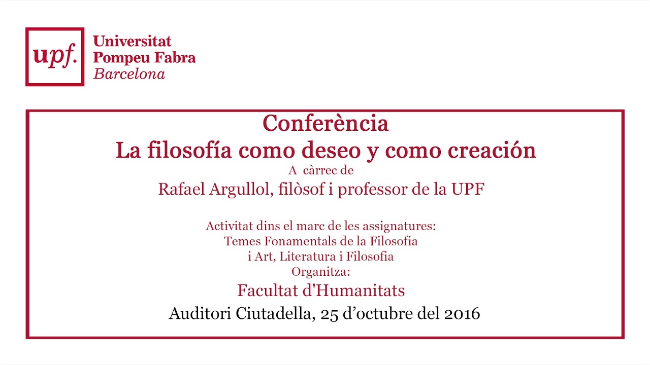 La filosofía como deseo y como creación. Rafael Argullol en diálogo con Tamara Djermanovic