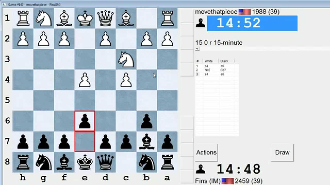 Стандартные шахматы № 188: movethatpiece против ММ Бартоломью (Английская защита)