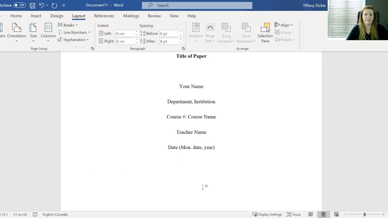 How to format Student Paper - APA 7