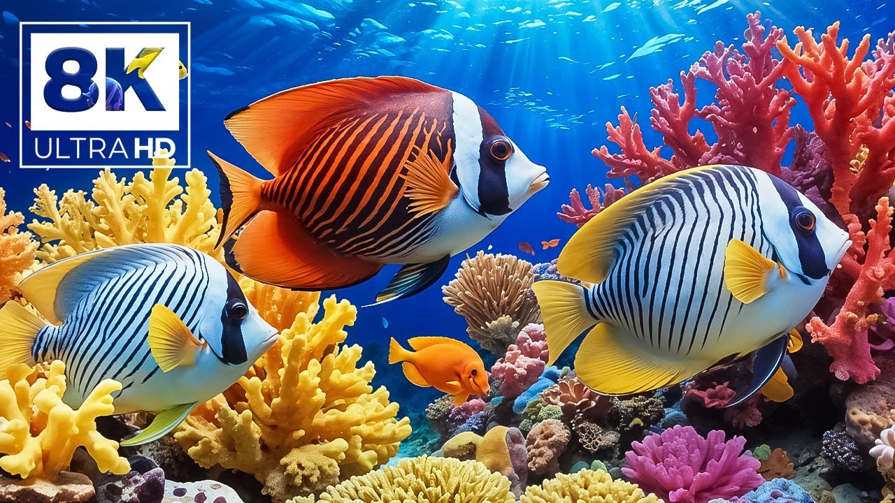 Marine Wonderland 8K (VIDEO ULTRA HD) - Stunning Reef Fish - Relaxing Ocean Music