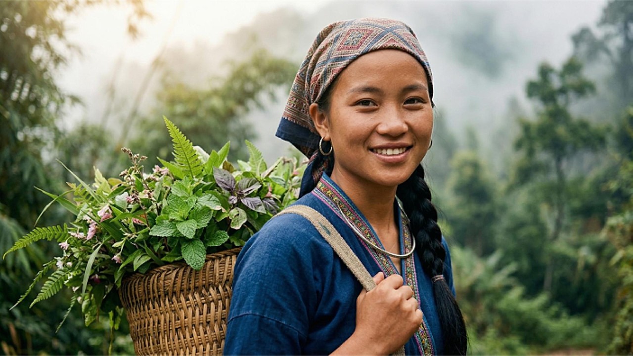 QUIET Herbal Foraging ASMR: Vietnamese Highland Girl Walks Into the Forest at Dawn