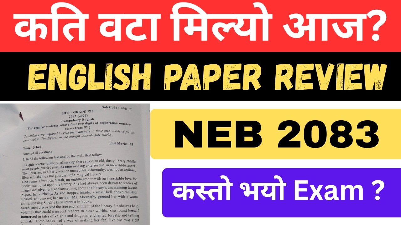 Today English Question Paper Solution 2083  || Class 12 English Model Question 2083 Solution