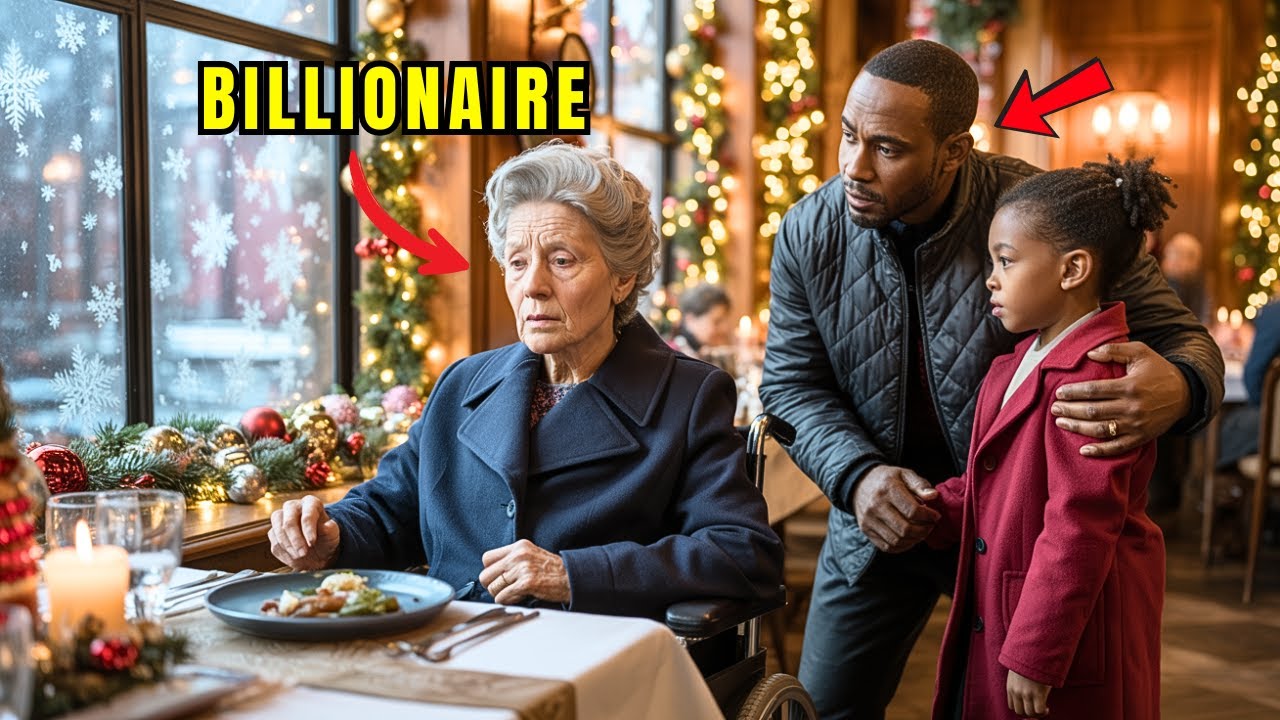Sad Elderly Billionaire Sits Alone on Christmas Eve, Until a Single Father and His Daughter Walk In…