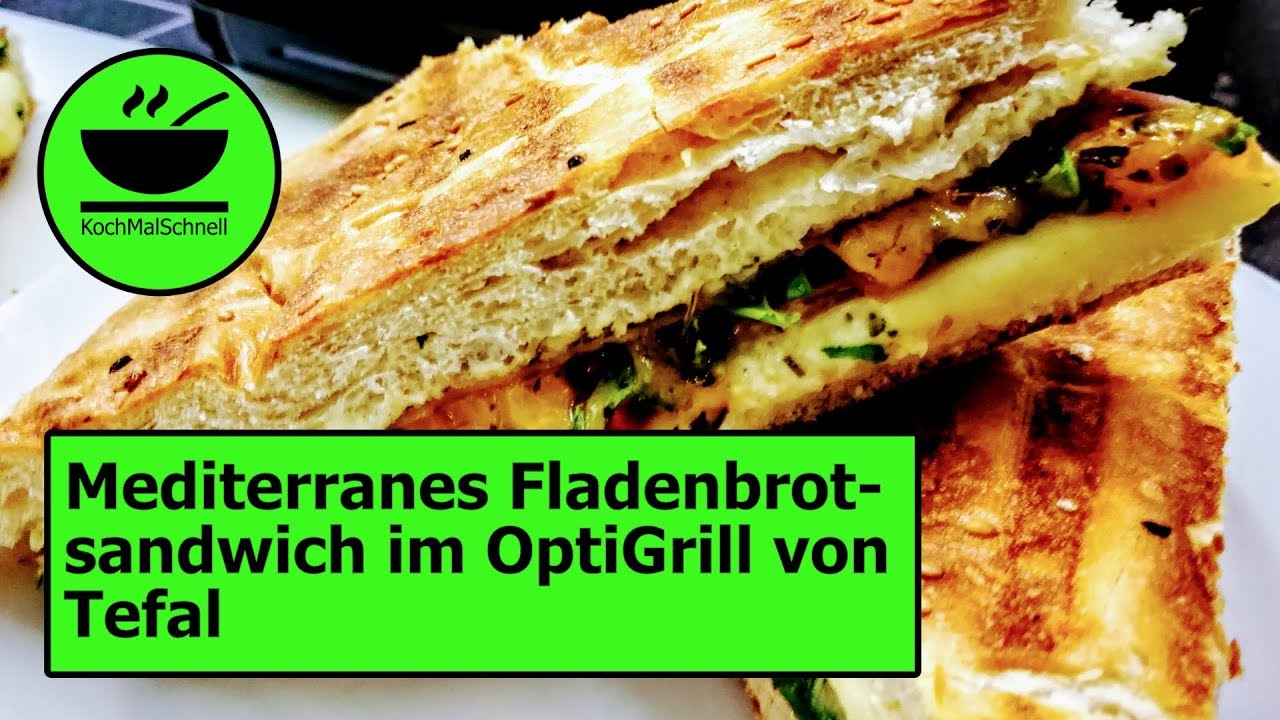 Mediterranes Fladenbrotsandwich 🍞 im OptiGrill von Tefal mit KochMalSchnell