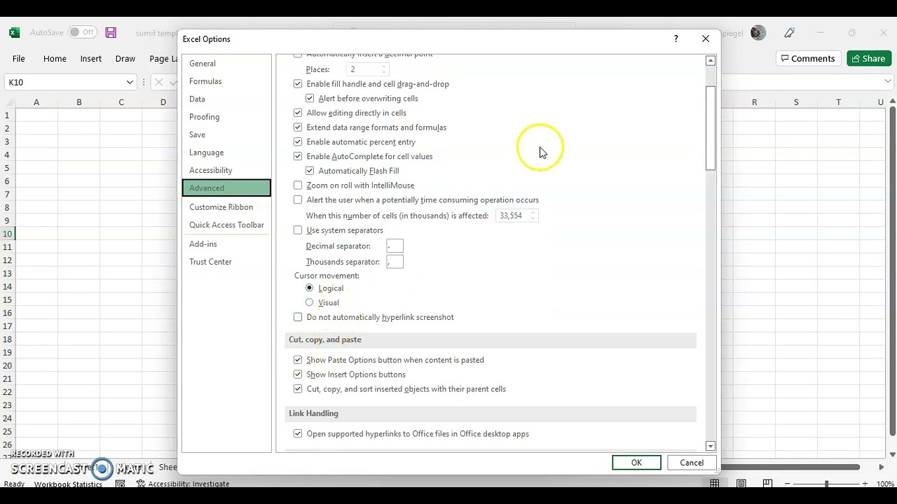 How To Turn On Or Off Paste Options Button When Pasting In Microsoft Excel #tutorial #howto, #excel