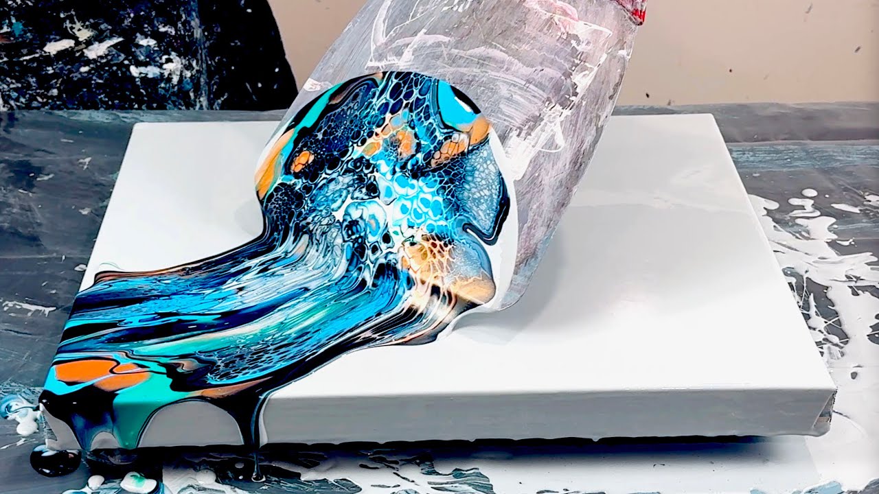 GORGEOUS Acrylic Transfer~AMAZING Blue Color Combination~Acrylic Pouring~Fluid Art~357