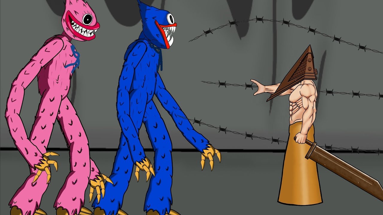 Pyramid Head vs Huggy Wuggy, Kissy Wissy Poppy Playtime Animation. Drawing Cartoon 2.