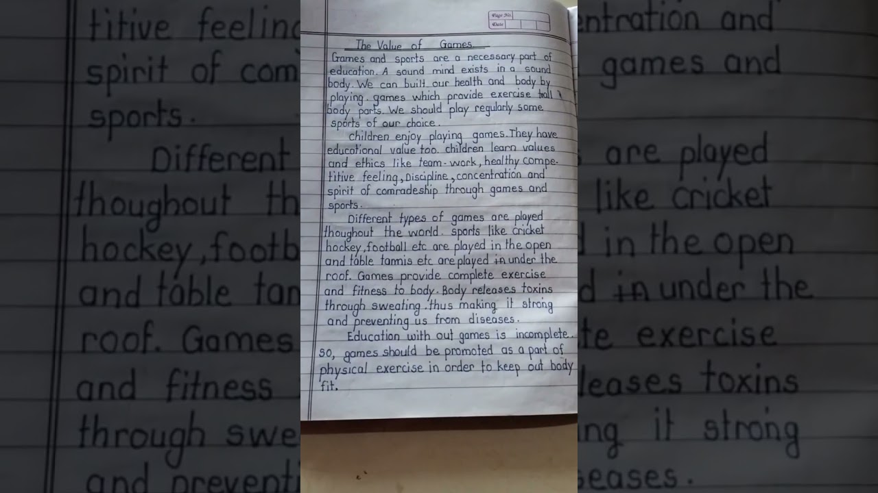 English essay of Importance of game.English essay