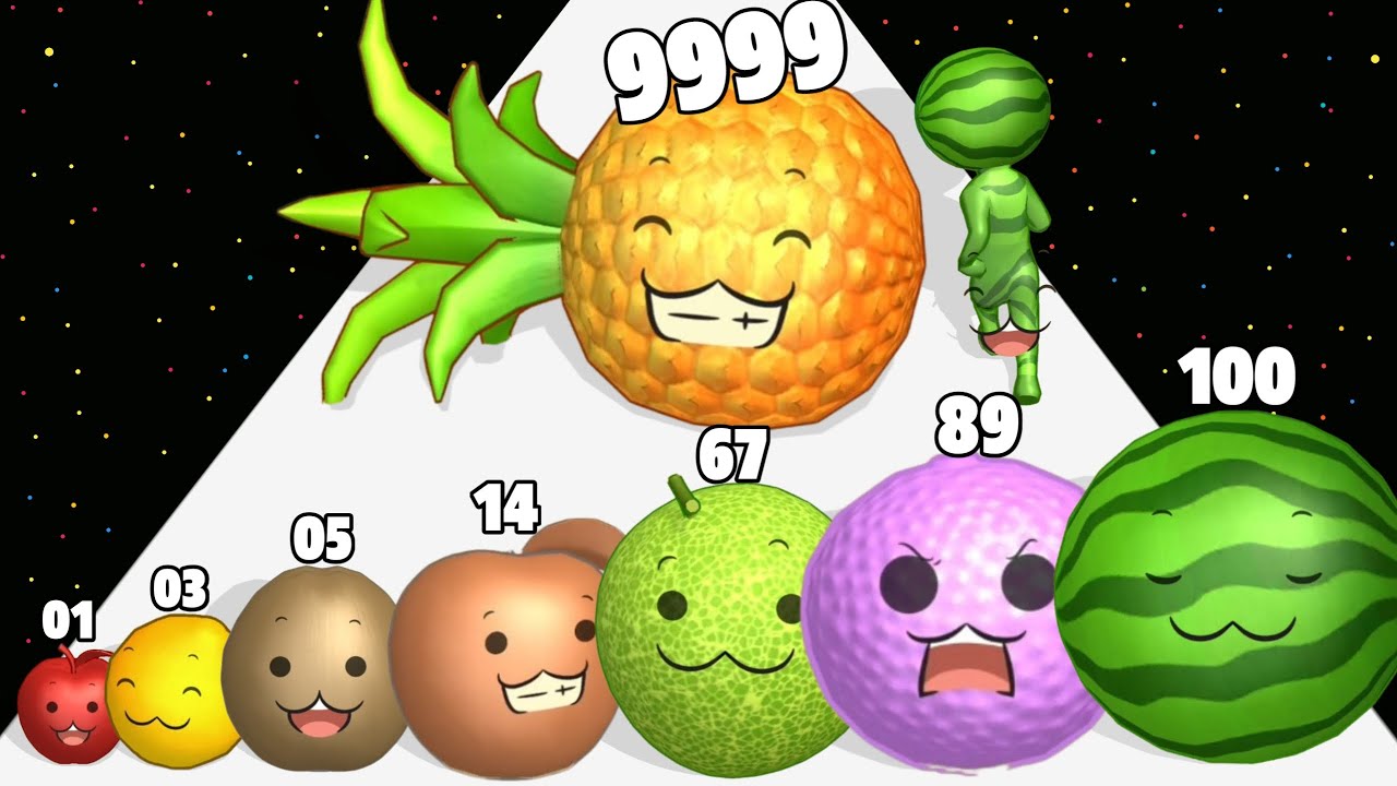 Watermelon Run 3D - Level Up Fruit Max Level Gameplay (Fruit Rush 3D)