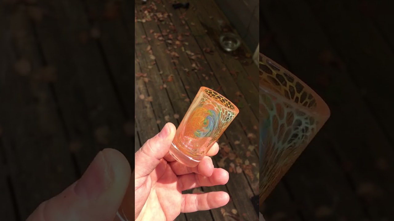 Gold and silver fumed shot glass, hand blown by Hefe glass