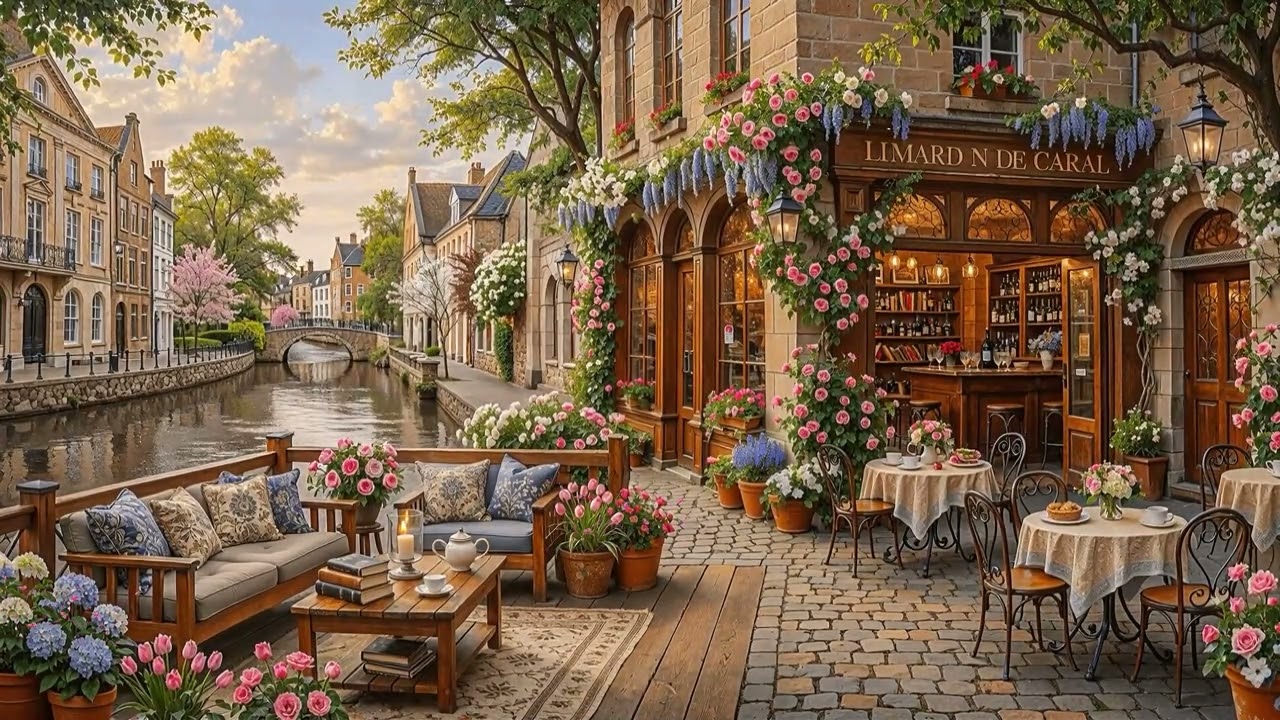 Riverside Garden Jazz Spring Café 🌸 Relaxing Jazz Instrumental Music for Work, Study