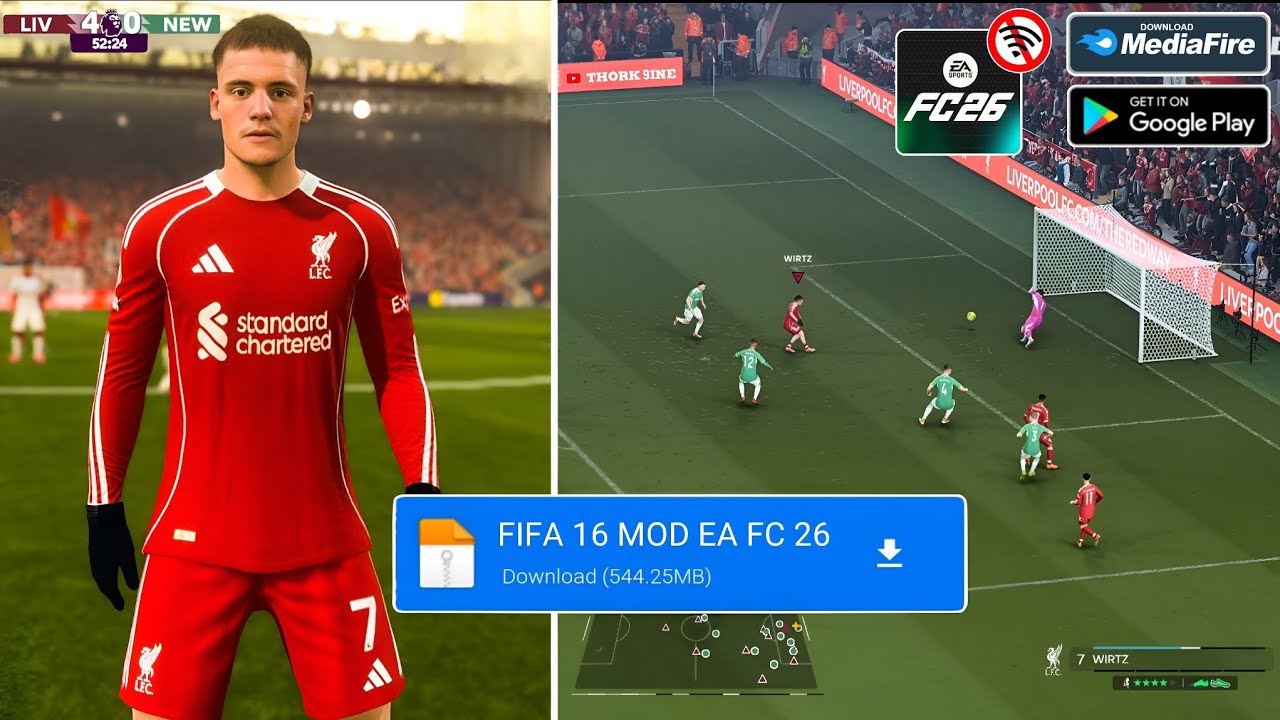 Обновление! FIFA 16 MOD FC 26 Android Offline | Режим карьеры: Полные лица и комплекты формы. Нов...