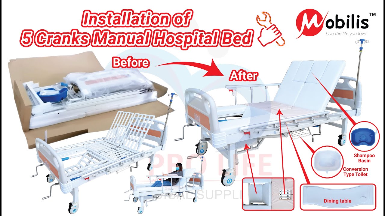 Installation of 5 Functions Manual Hospital Bed Installation Instruction Guide