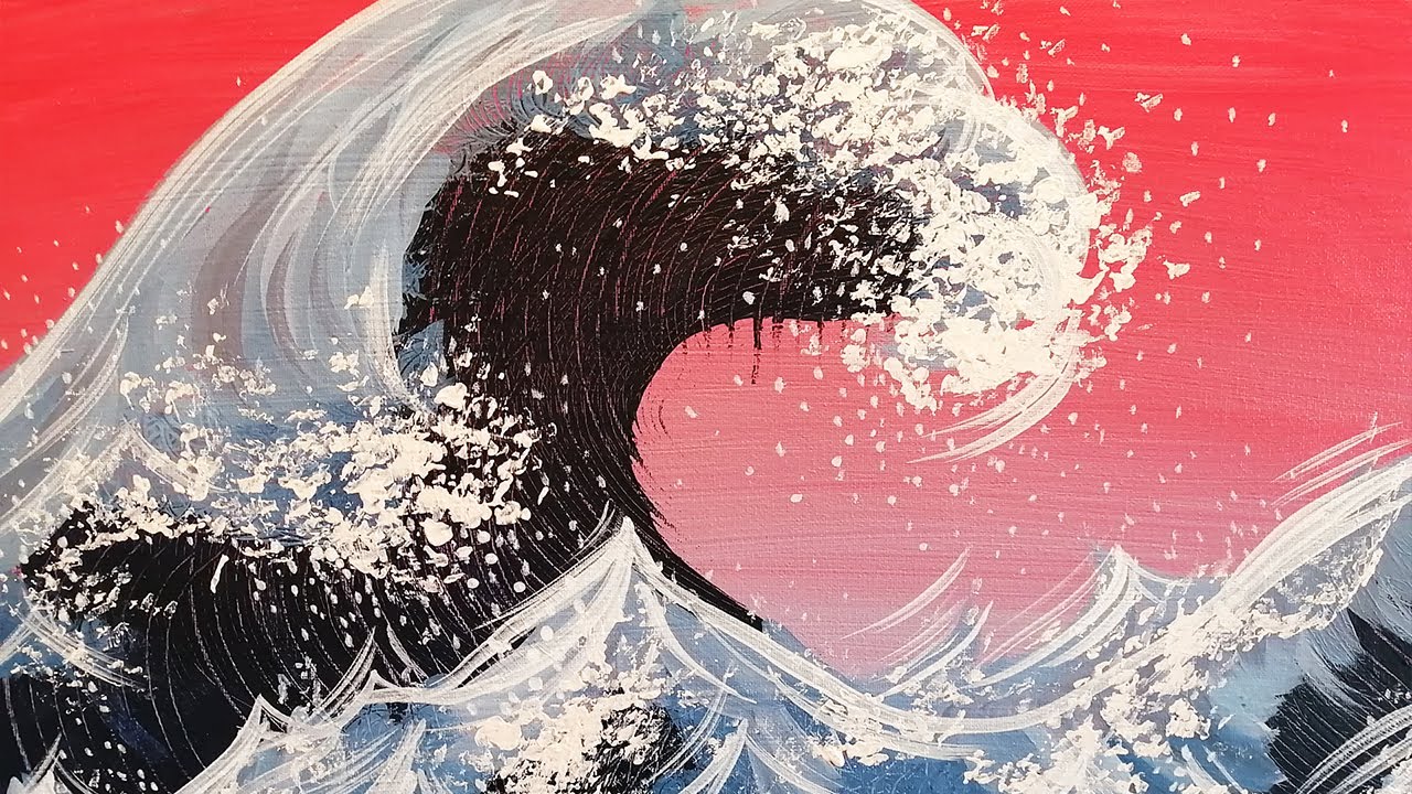 How to Paint the Great Wave - Japanese Style - 4K Painting Art Class Video - Great Techniques