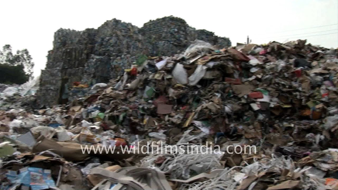 Imported household waste at recycling yard