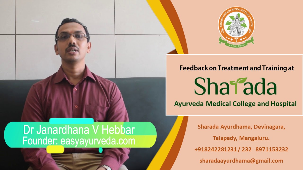 Dr JV Hebbar - Sharada Hospital Partnership for Ayurveda Coaching in India