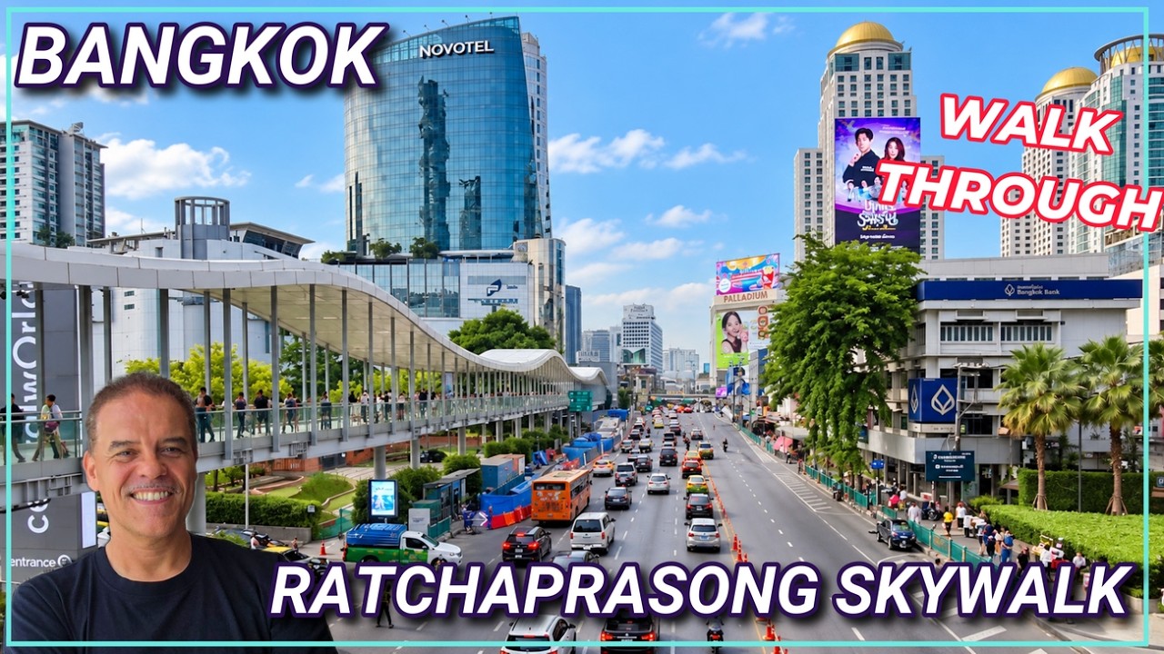 Walking Ratchaprasong Sky Walk Bangkok Shopping District 🇹🇭 Thailand [4K]