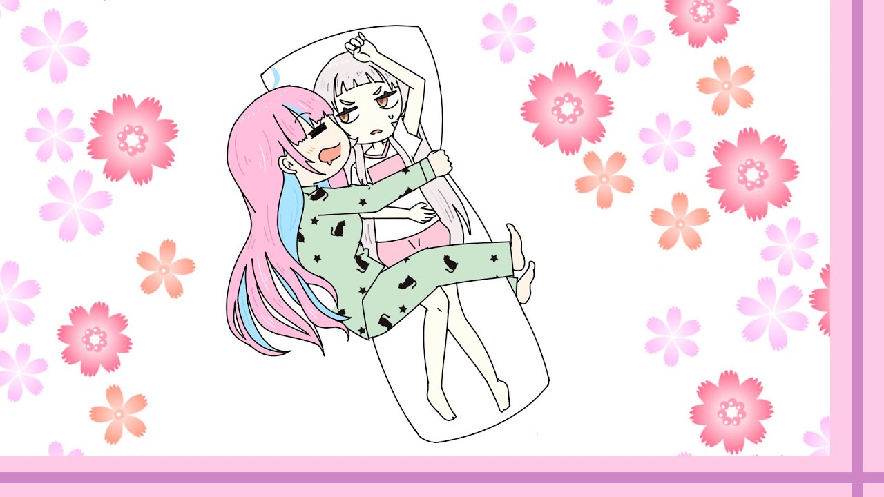 【切り抜き漫画】あくシオお泊り、抱き枕にされるシオンちゃん…と神楽めあの寝相【湊あくあ/紫咲シオン/ホロライブ】