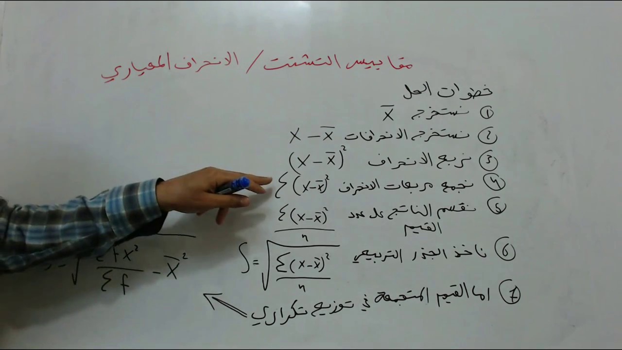 رياضيات الرابع الادبي - 23 / الانحراف المعياري للبيانات المبوبة وغير المبوبة
