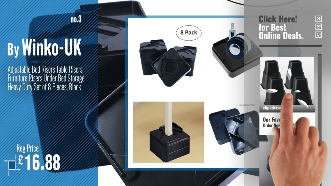 Top 10 Bed Risers [2018]: Uping Adjustable Bed Risers | Heavy Duty Furniture Risers 3, 5 or