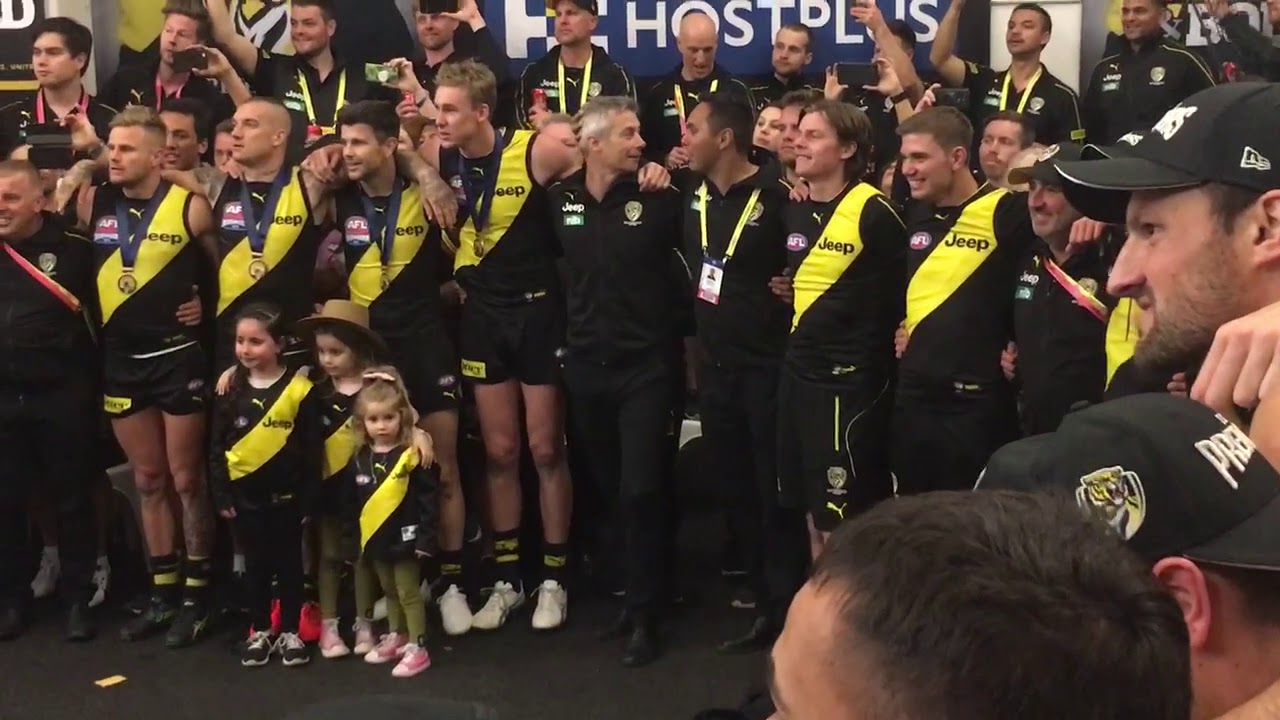 Richmond sing the song after winning 2019 AFL grand final